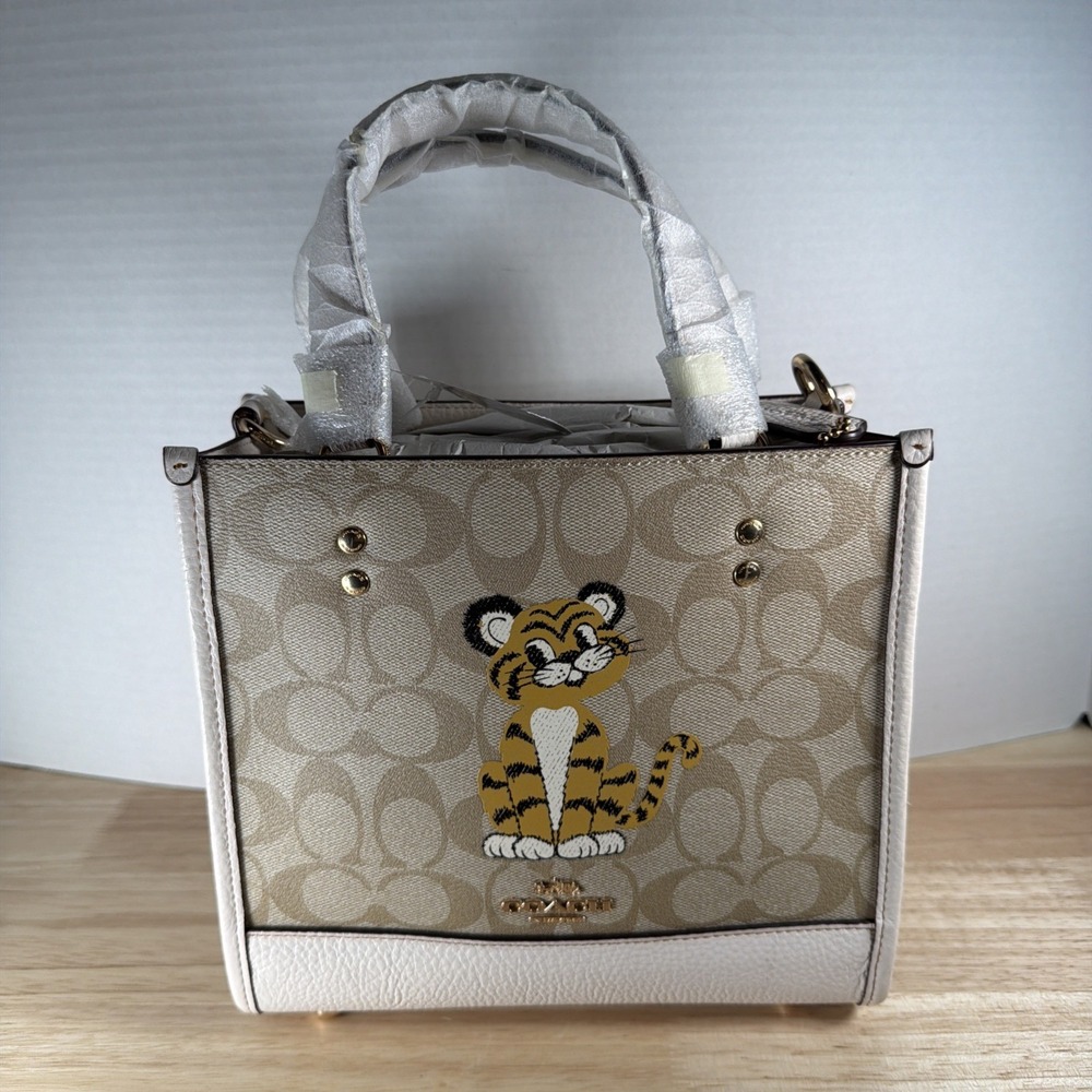 Coach C7001 Dempsey Signature Canvas Tiger Tote Crossbody Bag New With Tags